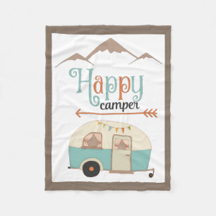 HAPPER CAMPER Cute Retro RV Fleece Deken