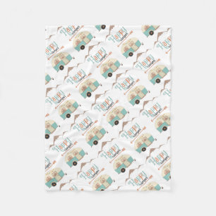 HAPPER CAMPER Cute Retro RV Fleece Deken