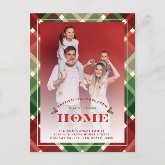 Happest New Home Plaid Photo Moving Faire-part (Devant)