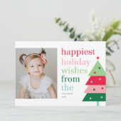 Happest Tree Fun Modern Holiday Carte photo (Debout devant)