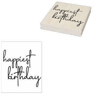 Happiest Birthday Trendy Script Rubberstempel