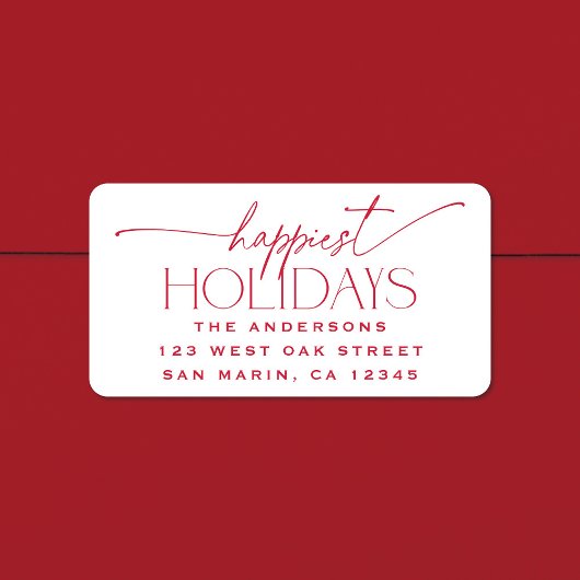Happiest Holidays Elegant Christmas Return Address Etiket