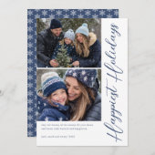 Happiest Holidays Snowflake Photo Card Feestdagenkaart (Voorkant / Achterkant)