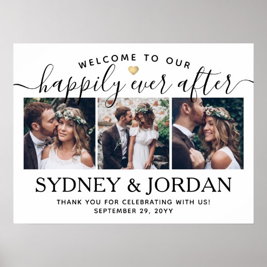 Happily Ever After 3 Foto Bruiloft Welkom Script Poster (Voorkant)