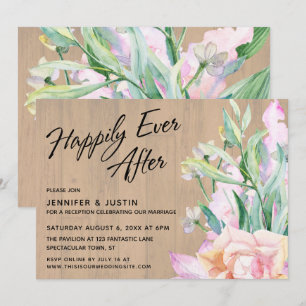 Happily Ever After Artistieke Aquarel Bloemen Hout Kaart
