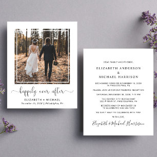 Happily Ever After Bruiloftsreceptie Foto Uitnodig