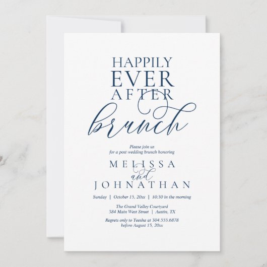 Happily Ever After Brunch, Modern Classy Wedding Kaart (Voorkant)