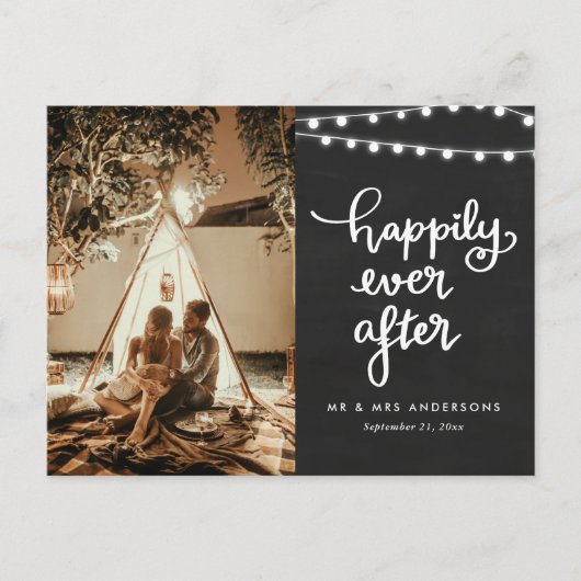 Happily Ever After | Chalkboard bruiloft foto Briefkaart (Voorkant)