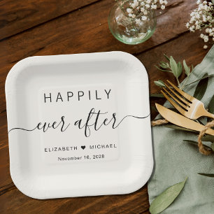 Happily Ever After Crème Trouwfeest Papieren Bordje