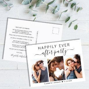 Happily Ever After Feest 3 Foto Huwelijk Aankondigingskaart