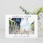 Happily Ever After Feest Foto Bruiloftsreceptie Aankondiging (Staand voorkant)