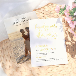 Happily Ever After Feest Foto Bruiloftsreceptie Folie Uitnodiging
