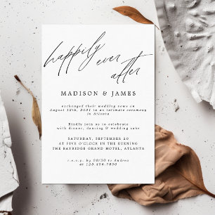 Happily Ever After Feest Foto Calligrafie Bruiloft Aankondiging