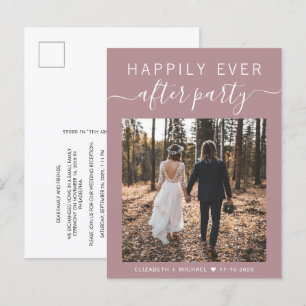 Happily Ever After Feest Foto Stofrozen Roze Bruil Aankondigingskaart
