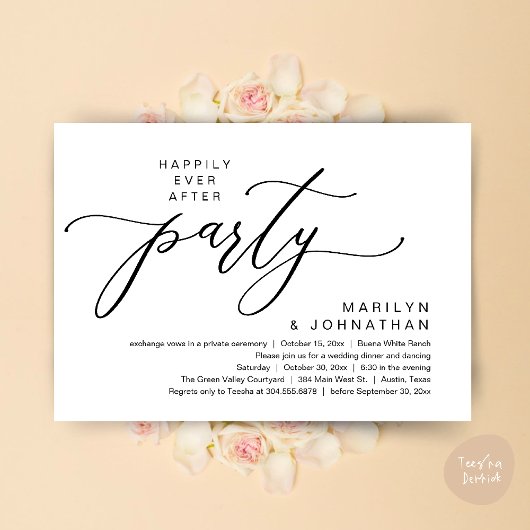 Happily Ever After Feest Huwelijksvlucht Diner Kaart