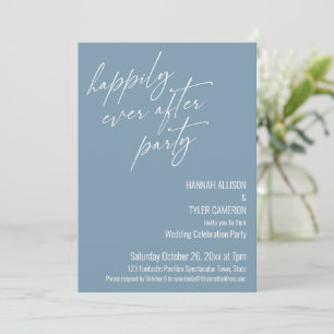 Happily Ever After Feest Stofblauwe Ontvangst Kaart
