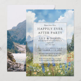 Happily Ever After Floral Mountain Wedding Photo Kaart