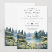 Happily Ever After Forest Lakeside Floral Wedding Kaart (Voorkant / Achterkant)