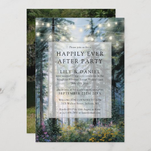 Happily Ever After Forest Lights Wedding Photo Kaart (Voorkant / Achterkant)