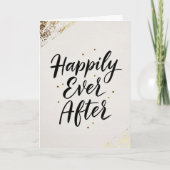Happily Ever After Gold Calligraphy Wedding Card Kaart (Voorkant)
