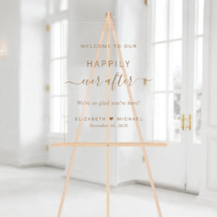 Happily Ever After Gouden Script Bruiloft Welkom Acryl Bord