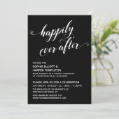 Happily Ever After Hartenscript Zwart Reception Kaart (Staand voorkant)