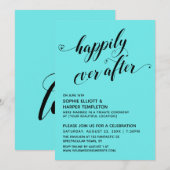Happily Ever After Hearts Script Aqua Receptie Kaart (Voorkant / Achterkant)