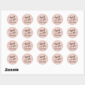 Happily Ever After Hearts Script Light Blush Pink Ronde Sticker (Vel)
