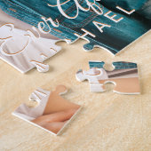 Happily ever after koppel foto en custom text legpuzzel (Zijkant)