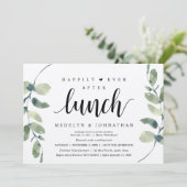 Happily Ever After Lunch, Greenery Rustic Wedding Kaart (Staand voorkant)