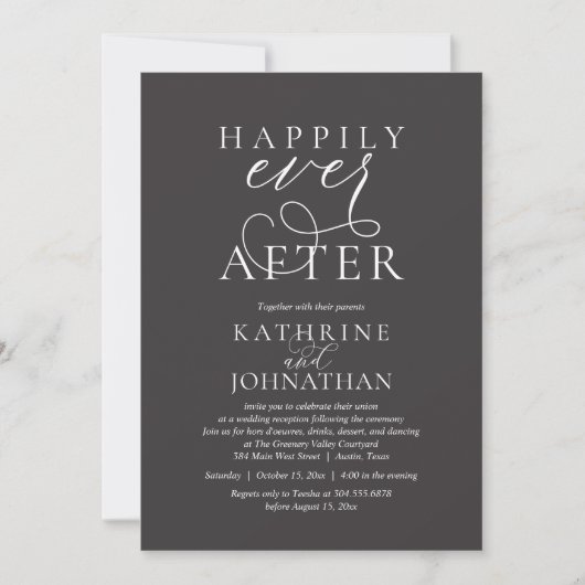 Happily Ever After, Modern Wedding Reception Kaart (Voorkant)