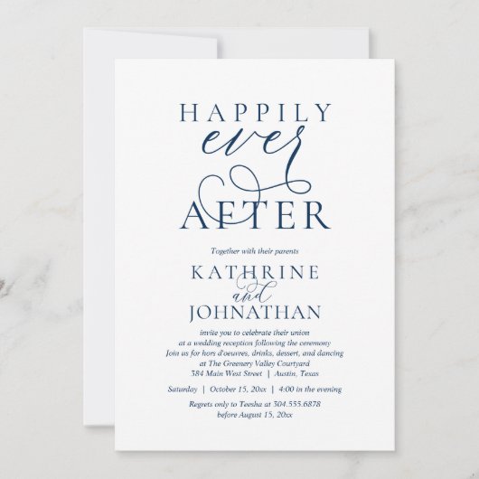 Happily Ever After, Modern Wedding Reception Kaart (Voorkant)