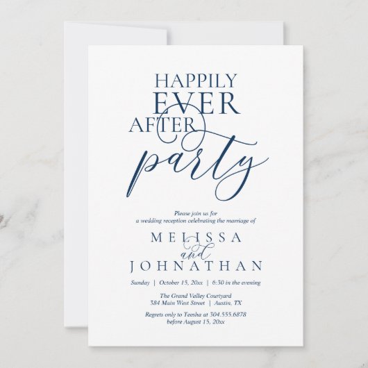 Happily Ever After Party, Modern Classy Wedding Kaart (Voorkant)