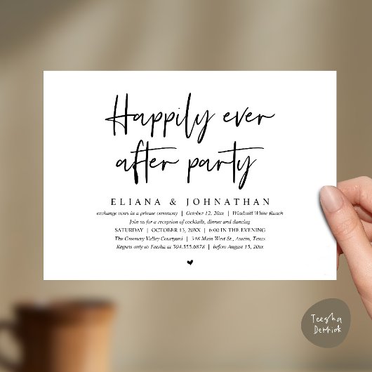 Happily Ever After Party Modern Wedding Reception Kaart