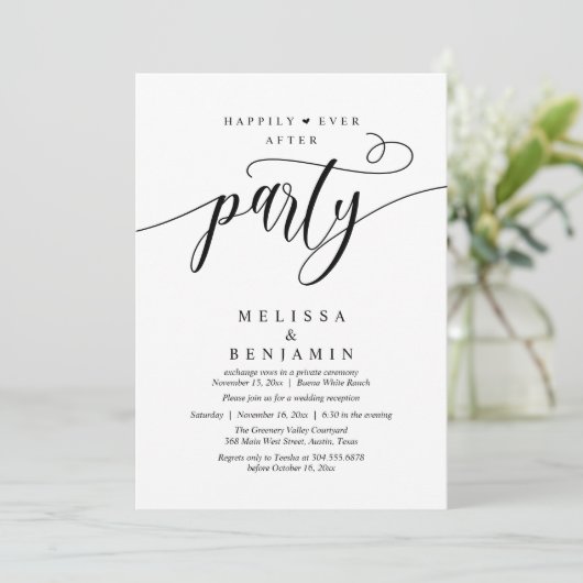 Happily Ever After Party, Reception Modern Minimal Kaart (Staand voorkant)