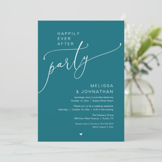 Happily Ever After Party Romance Wedding Reception Kaart (Staand voorkant)