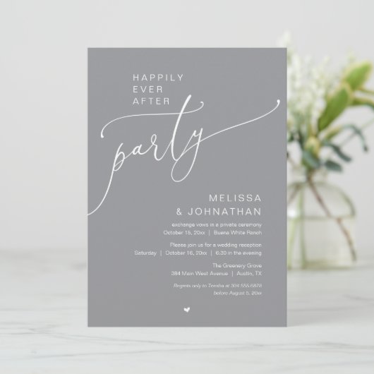 Happily Ever After Party Romance Wedding Reception Kaart (Staand voorkant)