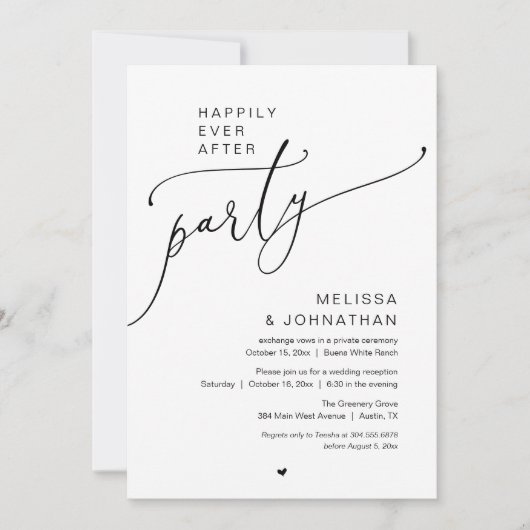 Happily Ever After Party Romance Wedding Reception Kaart (Voorkant)