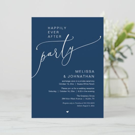 Happily Ever After Party Romance Wedding Reception Kaart (Staand voorkant)