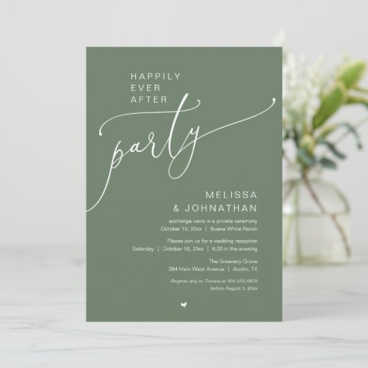 Happily Ever After Party Romance Wedding Reception Kaart (Staand voorkant)