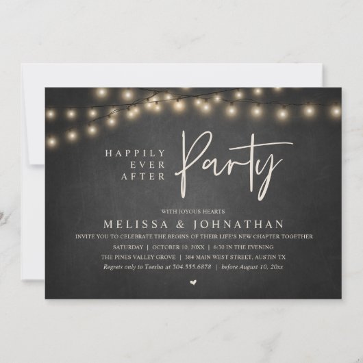 Happily Ever After Party, Rustic String Lights Kaart (Voorkant)