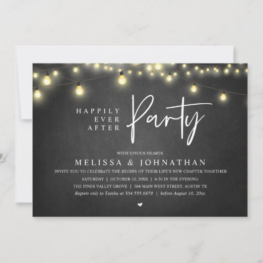 Happily Ever After Party, Rustic String Lights Kaart (Voorkant)