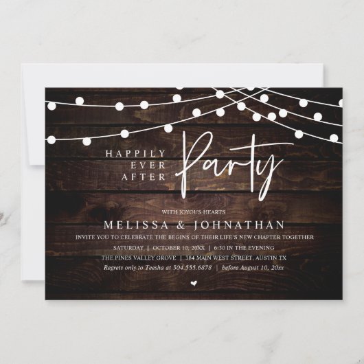 Happily Ever After Party, Rustic String Lights Kaart (Voorkant)