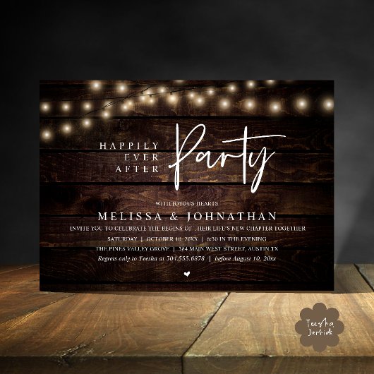 Happily Ever After Party, Rustic String Lights Kaart