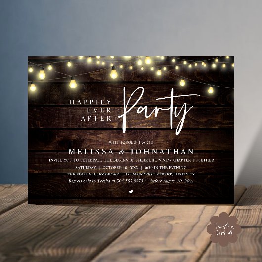 Happily Ever After Party, Rustic String Lights Kaart