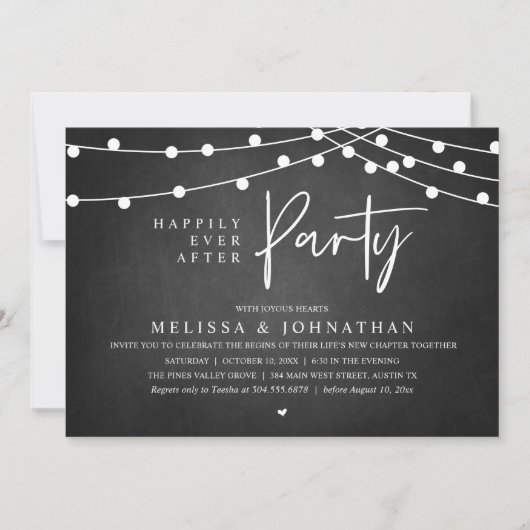 Happily Ever After Party, Rustic String Lights Kaart (Voorkant)