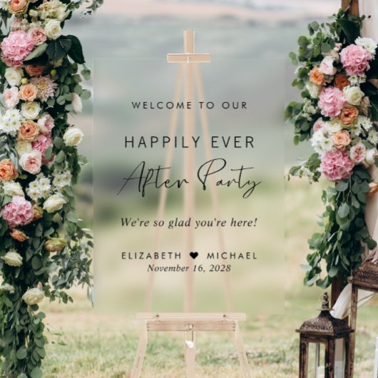 Happily Ever After Party Wedding Reception Welcome Acryl Bord