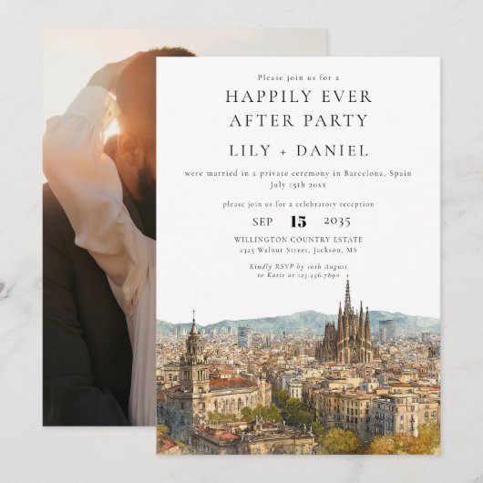 Happily Ever After Photo Barcelona Wedding Kaart (Voorkant / Achterkant)