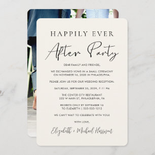 Happily Ever After Photo Cream Wedding Reception Aankondiging
