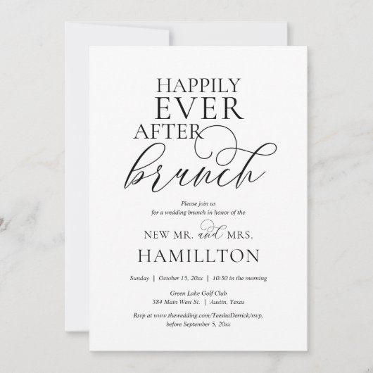 Happily Ever After Post-huwelijks Brunch Kaart (Voorkant)